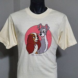 Nos Vintage Lady And The Tramp T Shirt XL Men Rare Walt Disney Single Stitch Tee